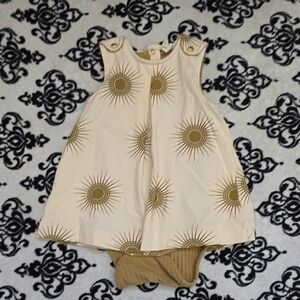 kate quinn Cream Dress with Gold Sunburst Print